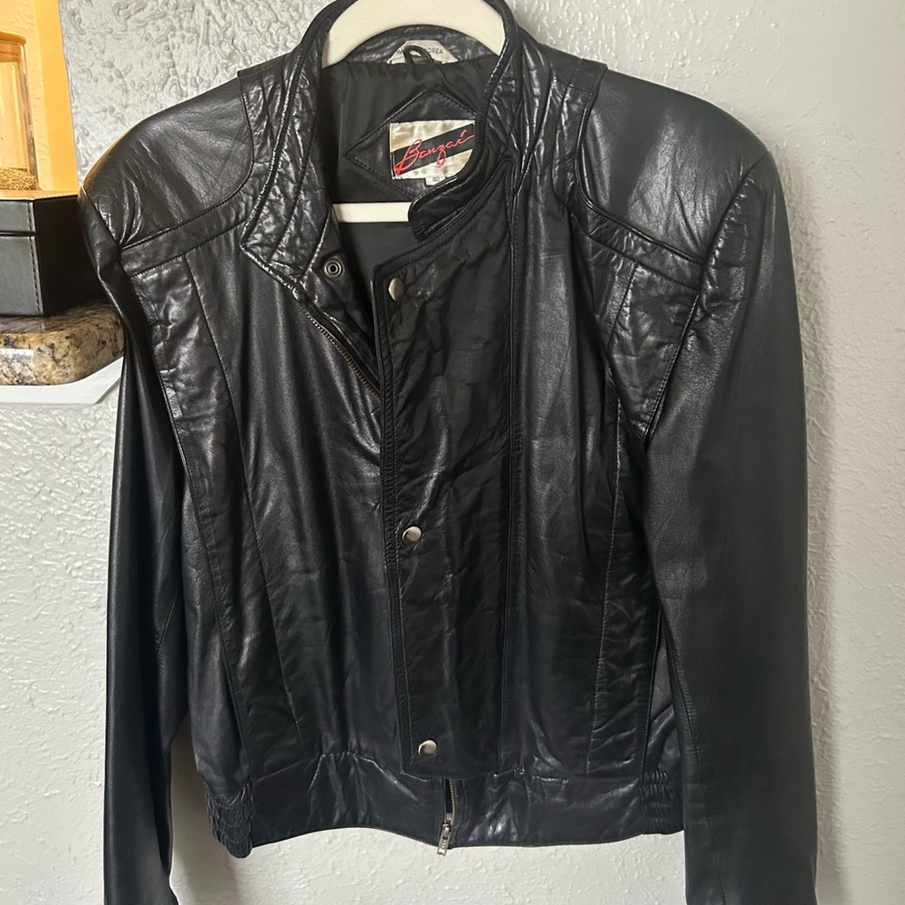 Vintage Banzai Men's SIZE 40 (Medium) Genuine Leather Jacket in Black